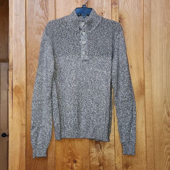 Flag & Anthem 100% Cotton Mock Neck Waffle Knit Sweater, Small, Brown White - Picture 1 of 9